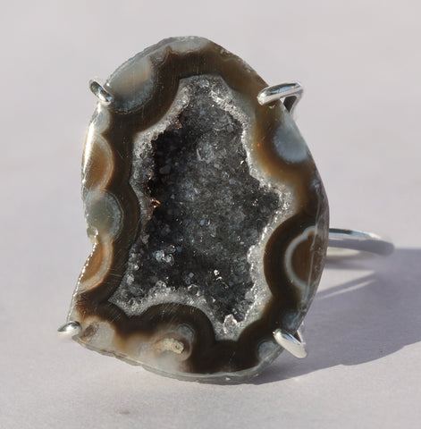 Geode, Agate, Silver, Statement Ring, Geode Ring, Druzy Ring, Crystal Ring, Gemstone Ring, Ring Silver, Adjustable Ring, Gift For Her, 925 - Meena Design
