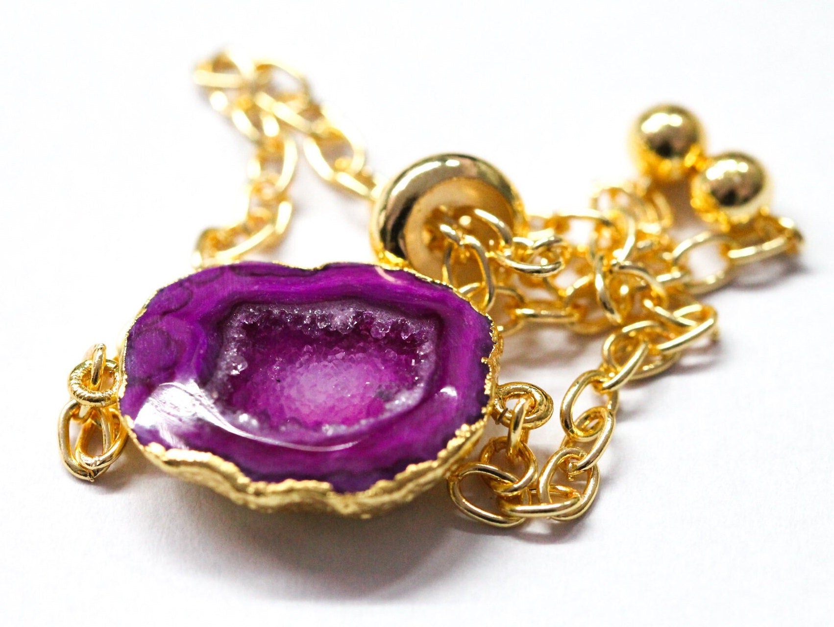 Geode Chain Bracelets Adjustable Handmade - Meena Design