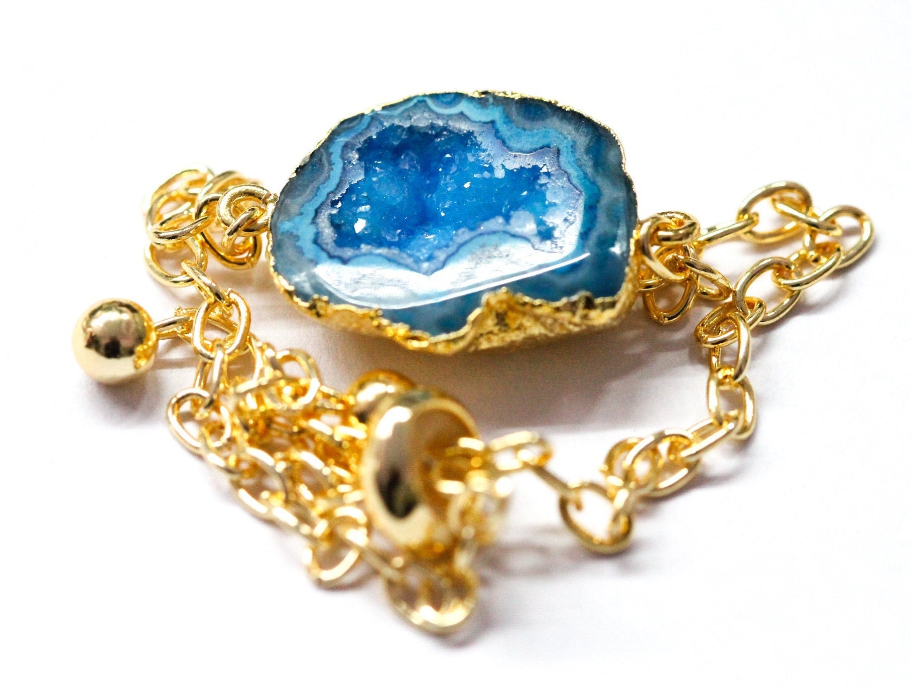 Geode Chain Bracelets Adjustable Handmade - Meena Design