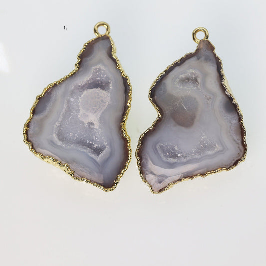 Geode Connectors * Geode 2 Halves * Natural Tobasco * Geode Pair * 24K Gold * DIY Geode * Earrings * Agate Earrings * DIY Earrings * DIY - Meena Design