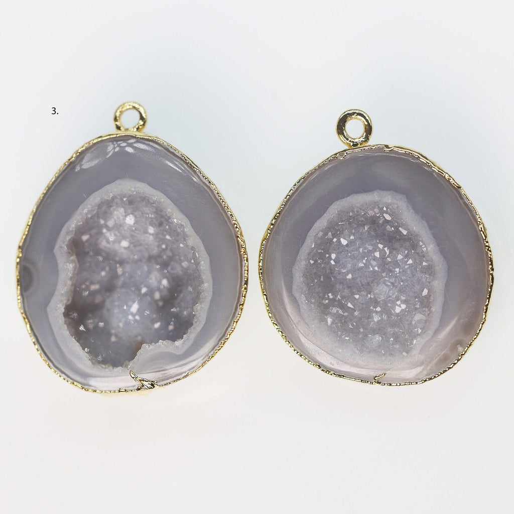Geode Connectors * Geode 2 Halves * Natural Tobasco * Geode Pair * 24K Gold * DIY Geode * Earrings * Agate Earrings * DIY Earrings * DIY - Meena Design