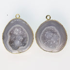 Geode Connectors * Geode 2 Halves * Natural Tobasco * Geode Pair * 24K Gold * DIY Geode * Earrings * Agate Earrings * DIY Earrings * DIY - Meena Design