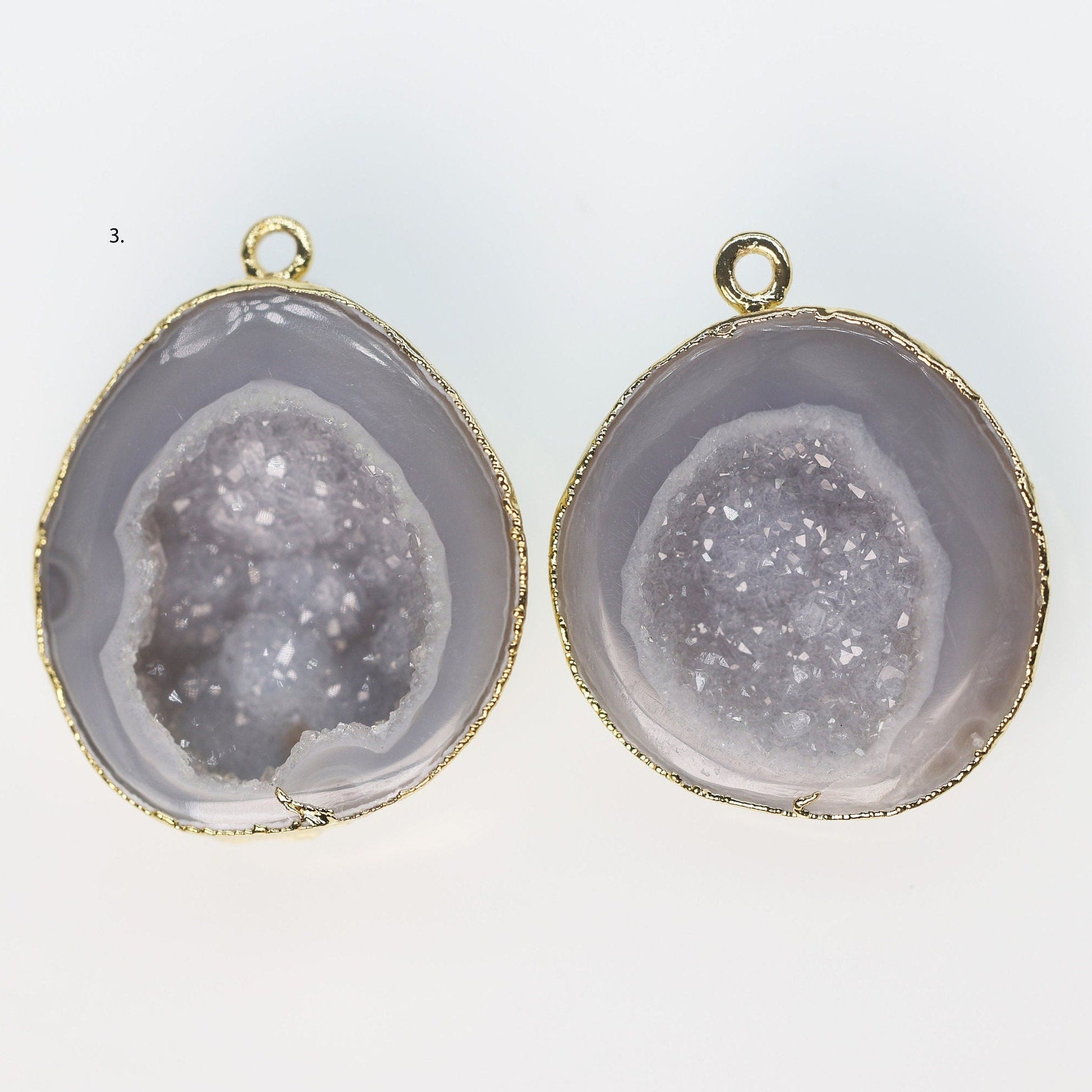 Geode Connectors * Geode 2 Halves * Natural Tobasco * Geode Pair * 24K Gold * DIY Geode * Earrings * Agate Earrings * DIY Earrings * DIY - Meena Design