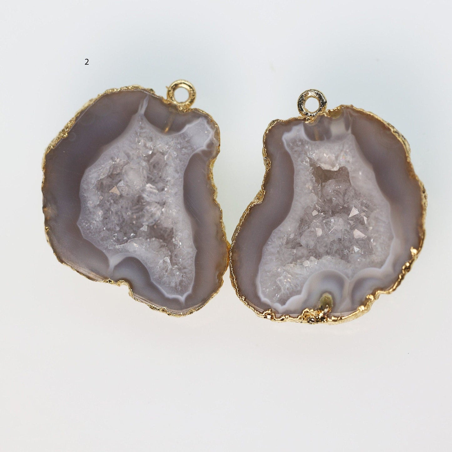 Geode Connectors * Geode 2 Halves * Natural Tobasco * Geode Pair * 24K Gold * DIY Geode * Earrings * Agate Earrings * DIY Earrings * DIY - Meena Design