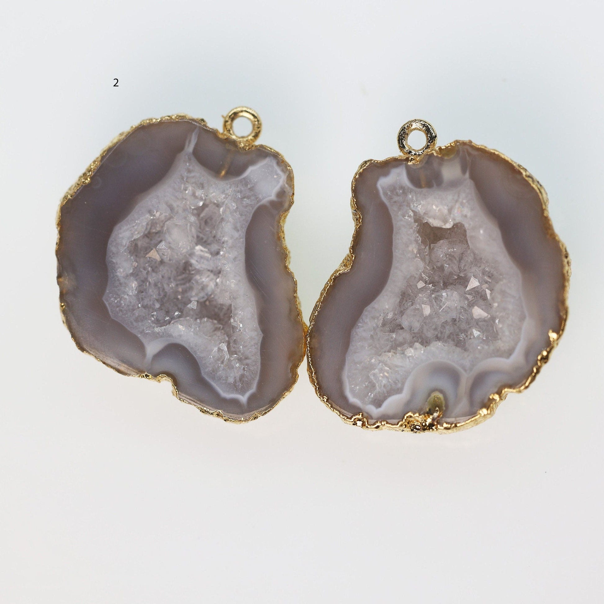 Geode Connectors * Geode 2 Halves * Natural Tobasco * Geode Pair * 24K Gold * DIY Geode * Earrings * Agate Earrings * DIY Earrings * DIY - Meena Design