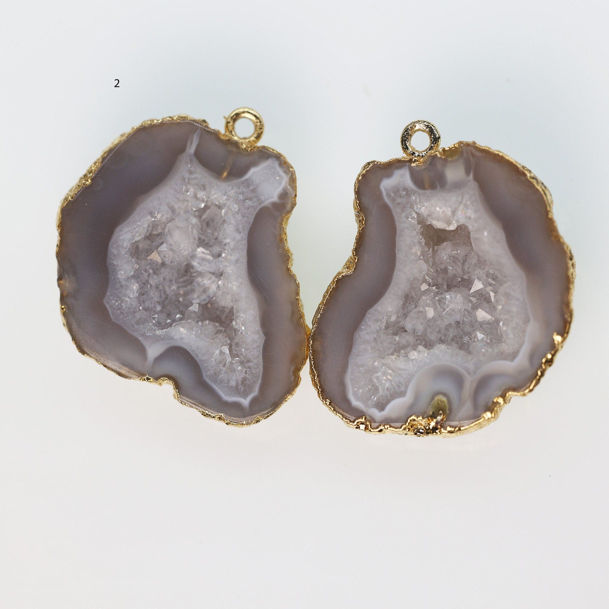 Geode Connectors * Geode 2 Halves * Natural Tobasco * Geode Pair * 24K Gold * DIY Geode * Earrings * Agate Earrings * DIY Earrings * DIY - Meena Design