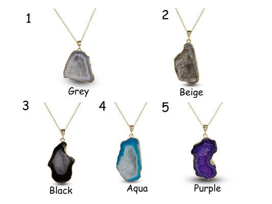 Geode Connectors * Geode Halves * Natural Gemstone * Agate * Tobasco * Geode * 24K Gold * Druzy * Pendant Geodes * Charms Geodes * 50-60 MM - Meena Design