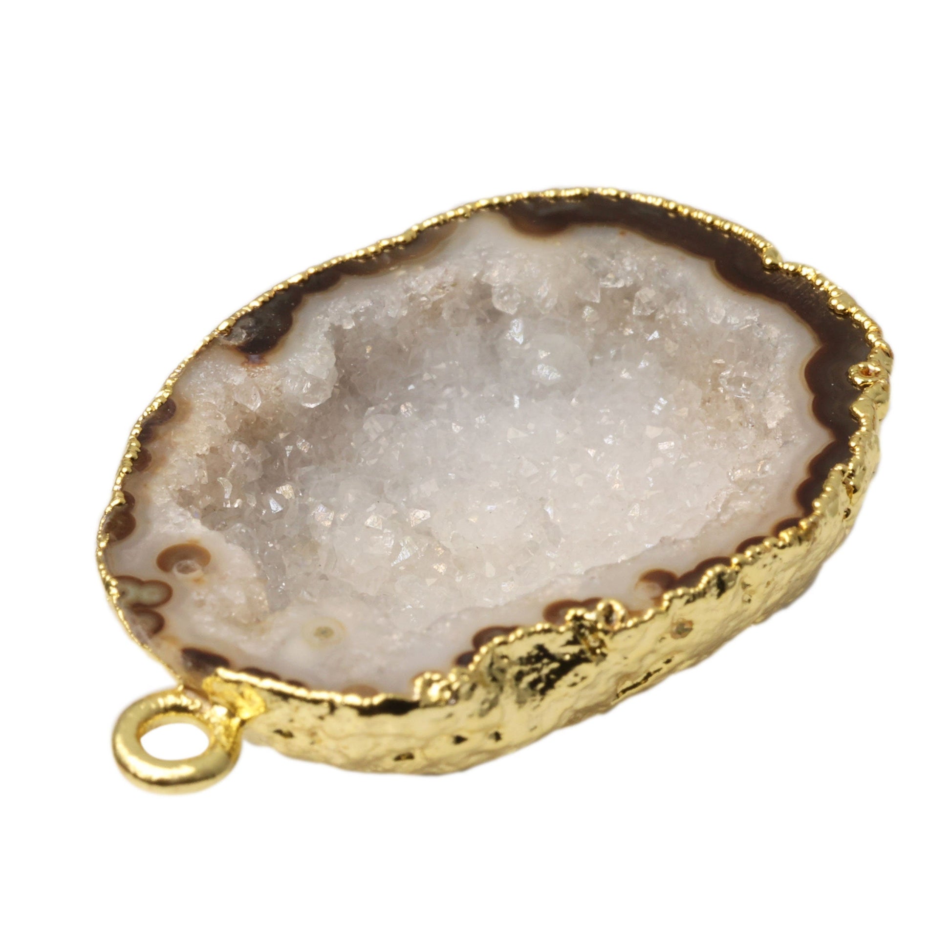Geode Druzy Connectors Single And Double Bails 24K Gold Electroplated, Jewelry Making Supplies - Meena Design