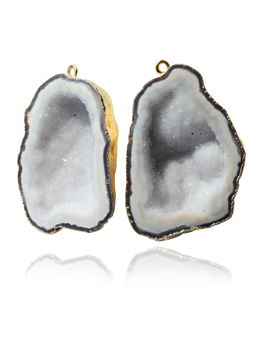 Geode Pairs Natural Tobasco Geodes 24K Gold Druzy Earring Agate DIY 25 - 30 MM - Meena Design