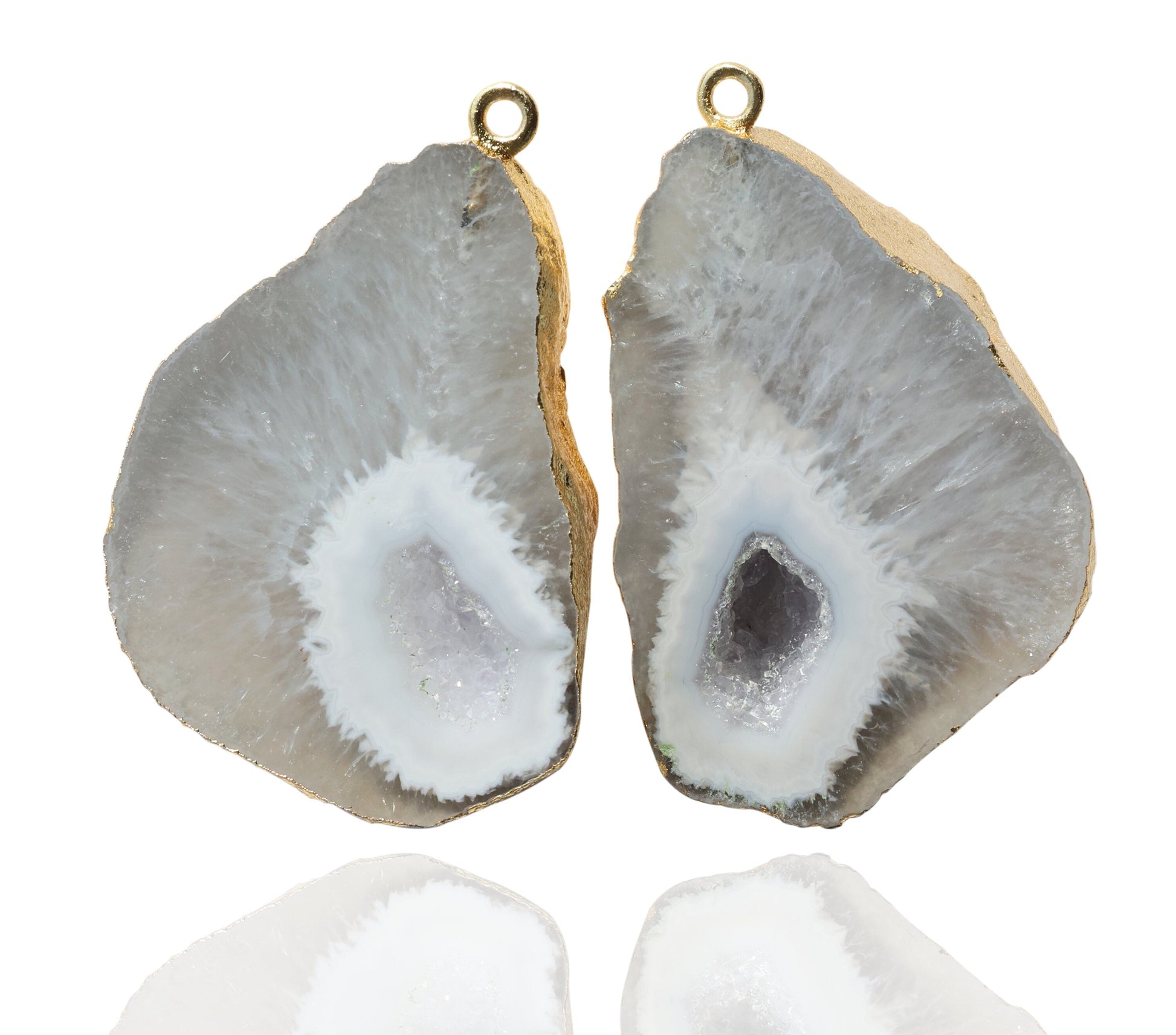 Geode Pairs Natural Tobasco Geodes 24K Gold Druzy Earring Agate DIY 25 - 30 MM - Meena Design