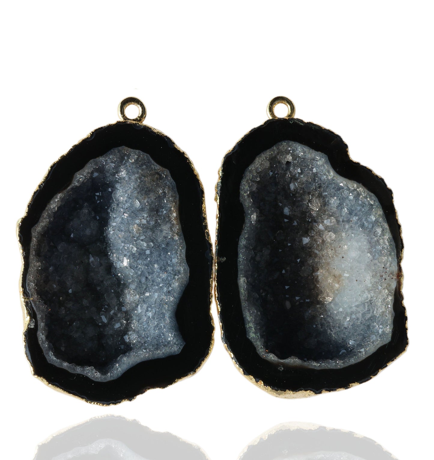 Geode Pairs Natural Tobasco Geodes 24K Gold Druzy Earring Agate DIY 25 - 30 MM - Meena Design