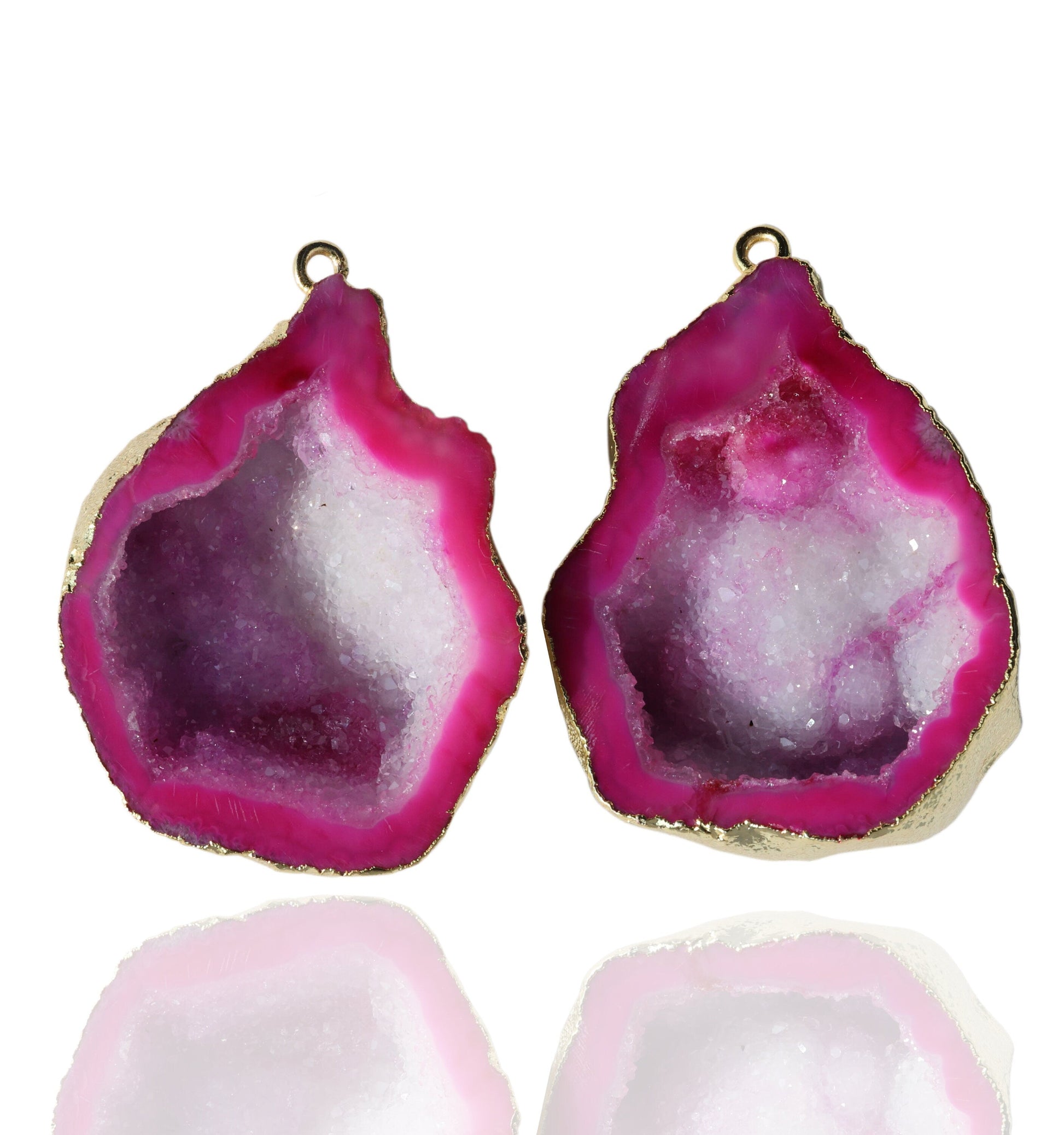 Geode Pairs Natural Tobasco Geodes 24K Gold Druzy Earring Agate DIY 25 - 30 MM - Meena Design