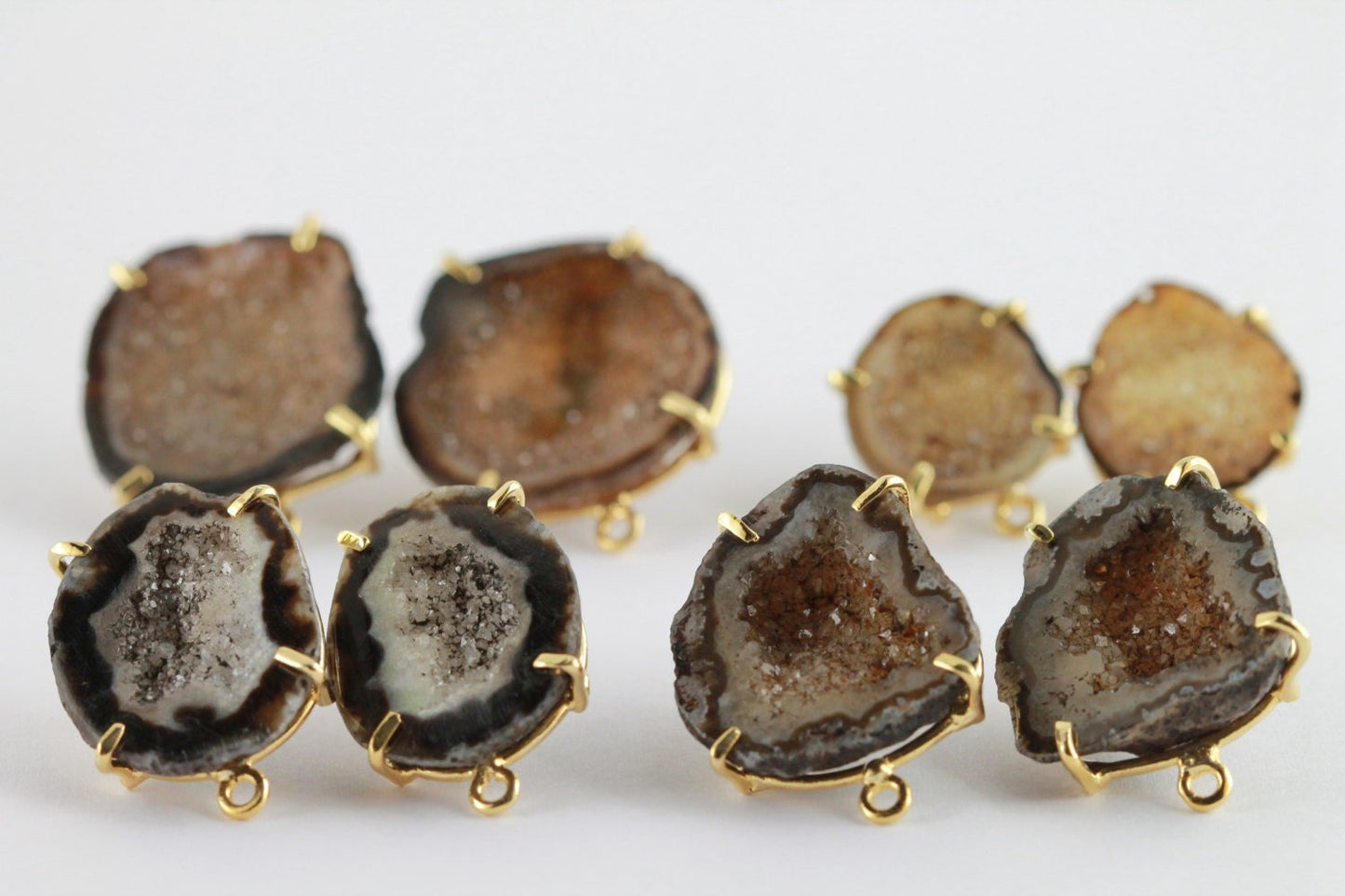 Geode Studs,DIY Earrings,Earring Studs,Gemstone Earrings,Handmade Earrings,Druzy Earring,Statement Stud,Statement Earring,Free Shipping - Meena Design