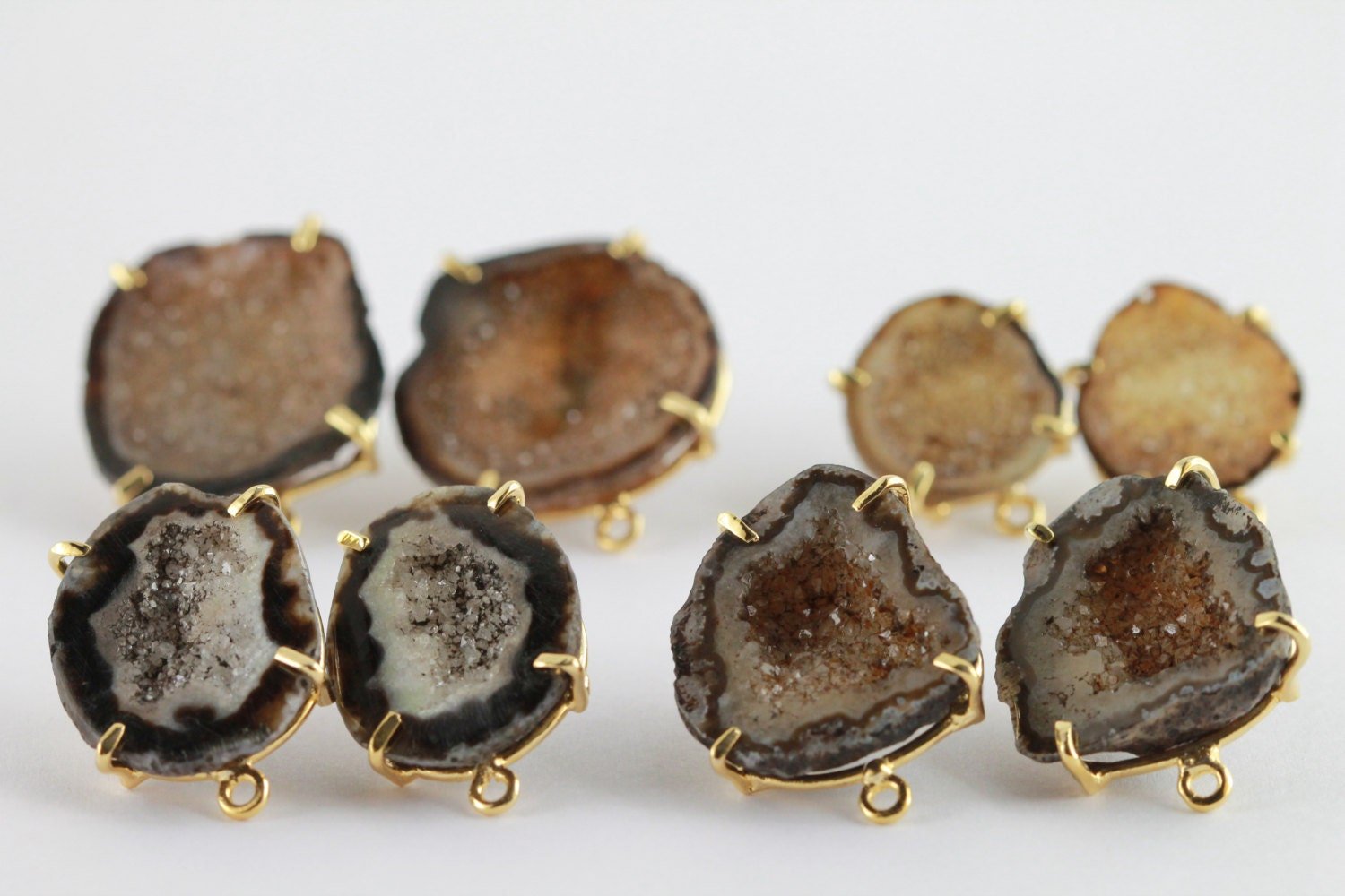 Geode Studs,DIY Earrings,Earring Studs,Gemstone Earrings,Handmade Earrings,Druzy Earring,Statement Stud,Statement Earring,Free Shipping - Meena Design