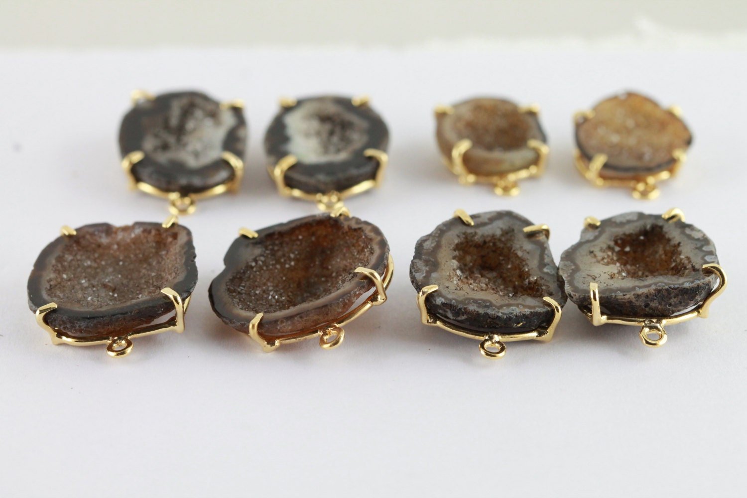 Geode Studs,DIY Earrings,Earring Studs,Gemstone Earrings,Handmade Earrings,Druzy Earring,Statement Stud,Statement Earring,Free Shipping - Meena Design