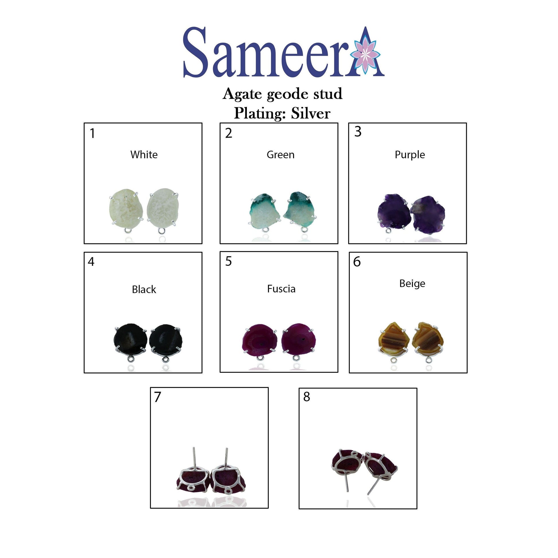 Geode Studs,DIY Earrings,Earring Studs,Gemstone Earrings,Handmade Earrings,Gold Studs,Statement Stud,Statement Earring,Geode Jewelry - Meena Design