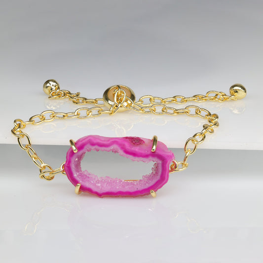 Goddess Geode Druzy Bracelet Adjustable - Meena Design