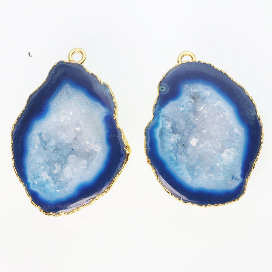 Gold Aqua cave druzy or tobasco druzy geode Pairs *Order Exact Pairs as in Photos* - Meena Design