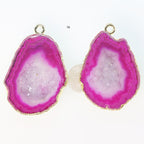 Gold Edged Fuscia cave druzy or tobasco druzy geode Pairs For Earrings *Order Exact Pairs as in Photos* - Meena Design
