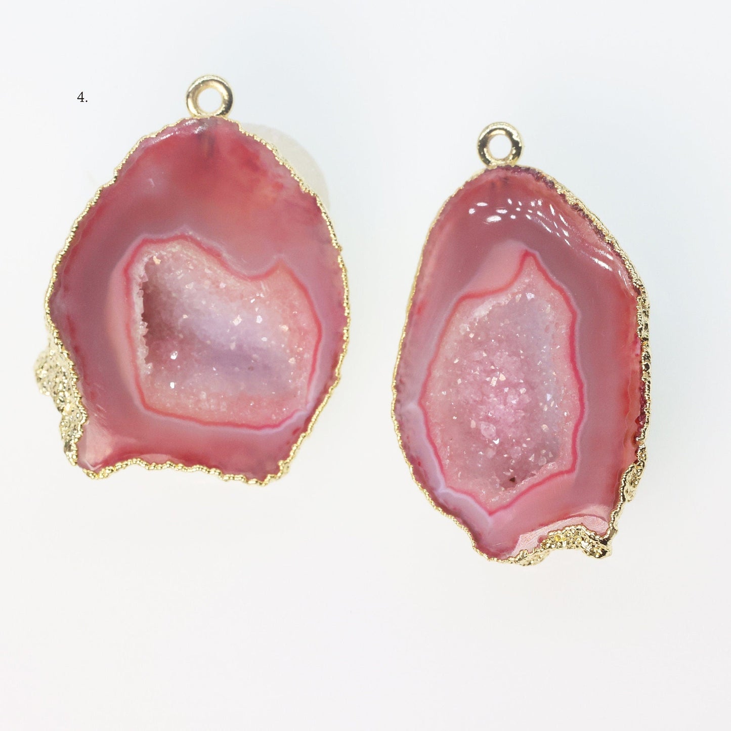 Gold Edged orange cave druzy or tobasco druzy geode Pairs For Earrings * Order Exact Pairs as in Photos* - Meena Design