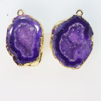 Gold Edged Purple cave druzy or tobasco druzy geode Pairs For Earrings * Order Exact Pairs as in Photos - Meena Design