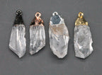 Gold Edged Rock Crystal Quartz Point charms Rough Clear Spike Points 15 - 45 mm long - Meena Design