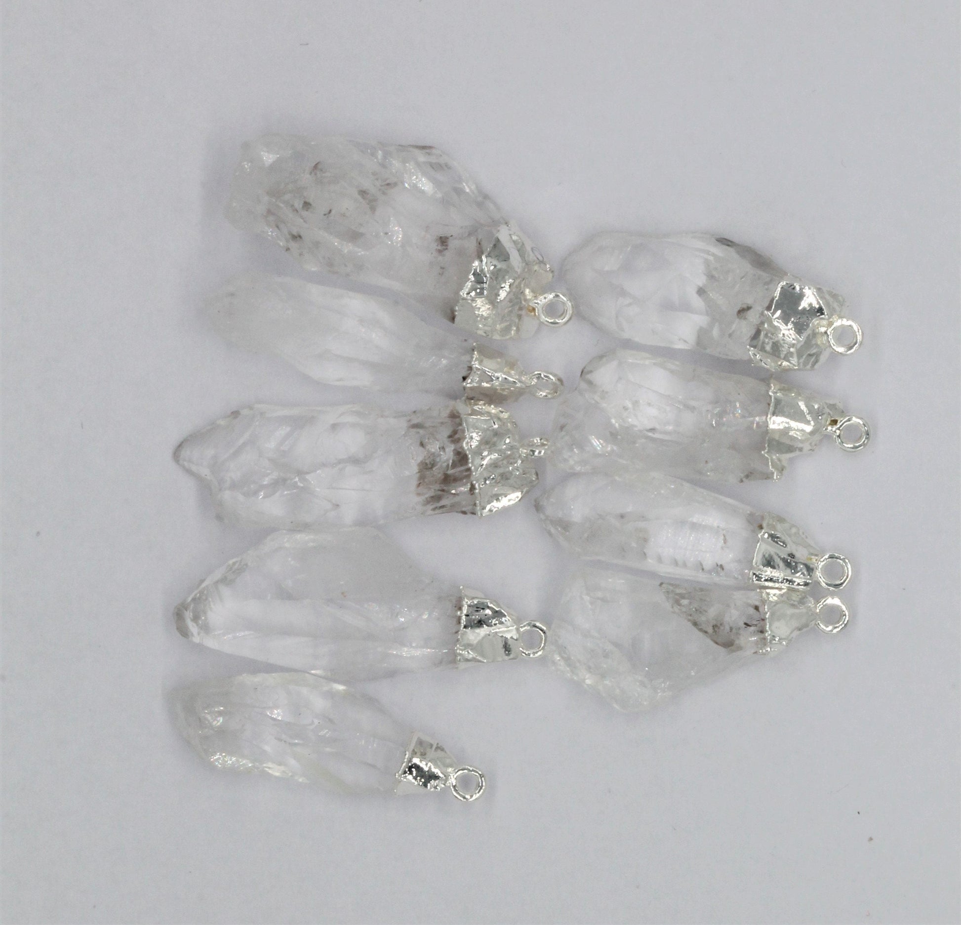 Gold Edged Rock Crystal Quartz Point charms Rough Clear Spike Points 15 - 45 mm long - Meena Design