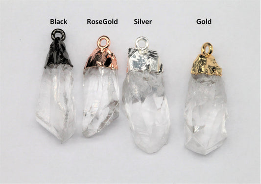 Gold Edged Rock Crystal Quartz Point charms Rough Clear Spike Points 15 - 45 mm long - Meena Design