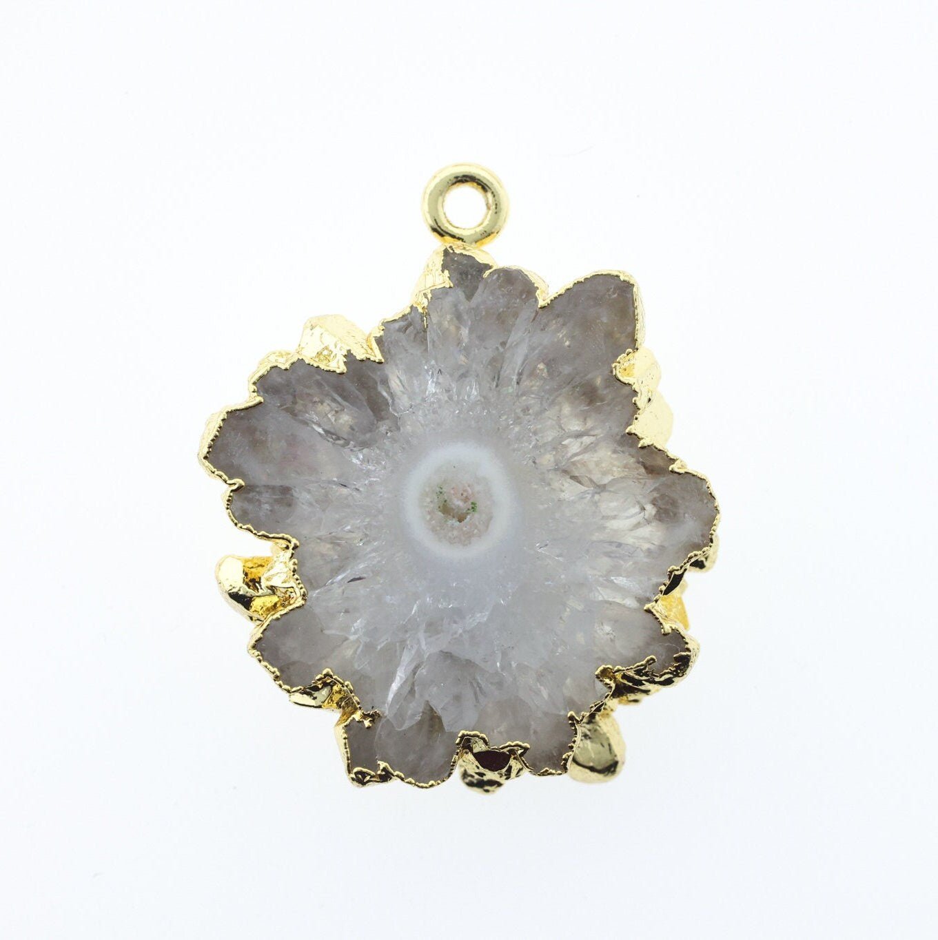 Gold Solar Quartz Pendant, Silver Solar Quartz Connector, Stalactite, Natural Gemstones, DIY, Connector, 10-40MM - Meena Design