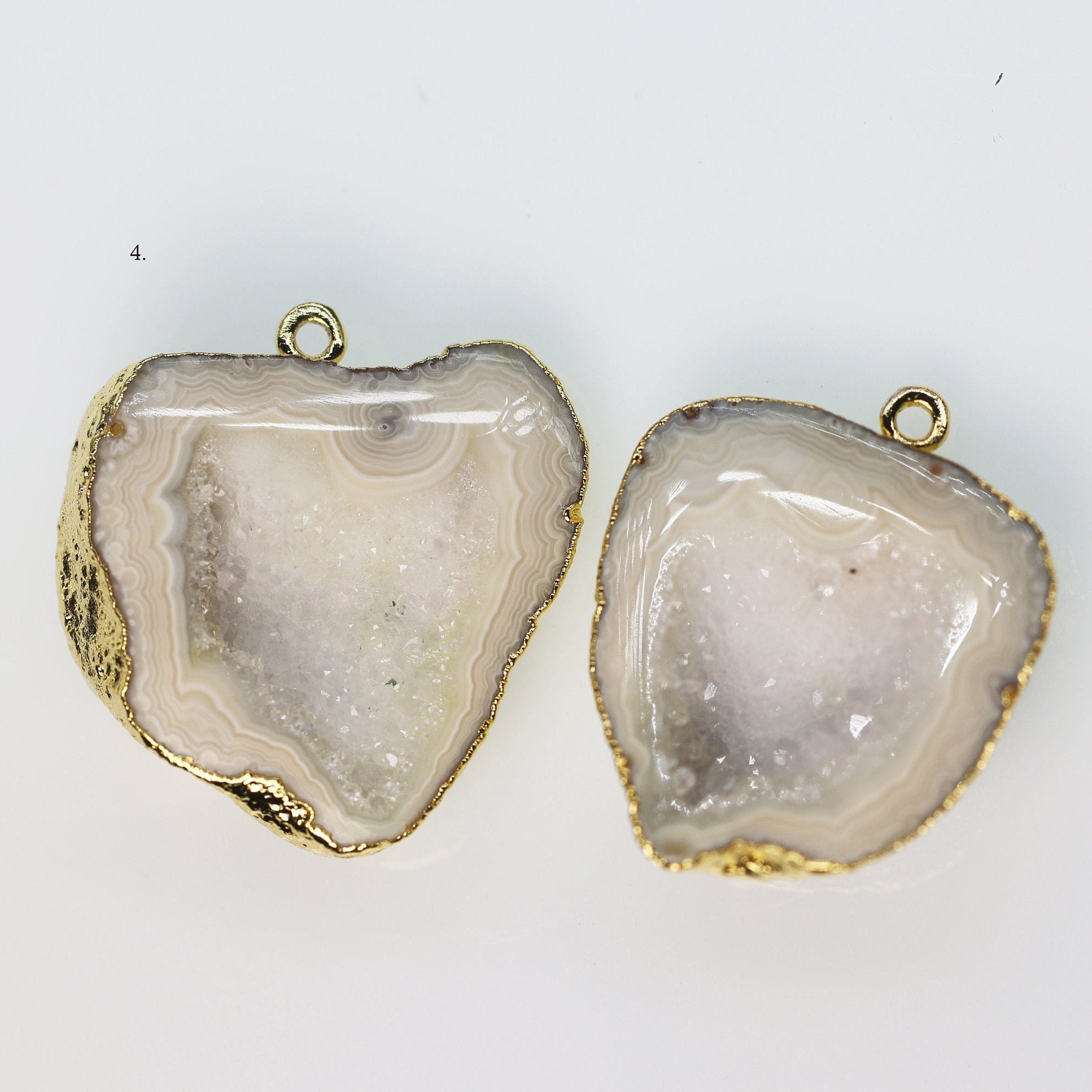 Gold Yellow Cave Druzy or Tobasco Druzy geode Pairs *Order Exact Pairs as in Photos* - Meena Design