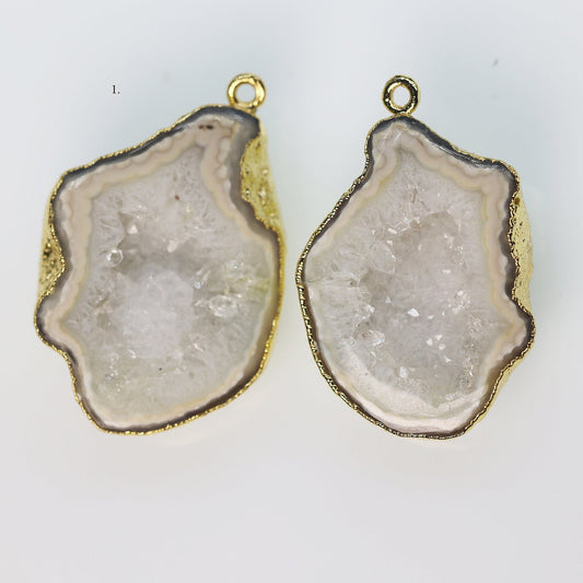 Gold Yellow Cave Druzy or Tobasco Druzy geode Pairs *Order Exact Pairs as in Photos* - Meena Design