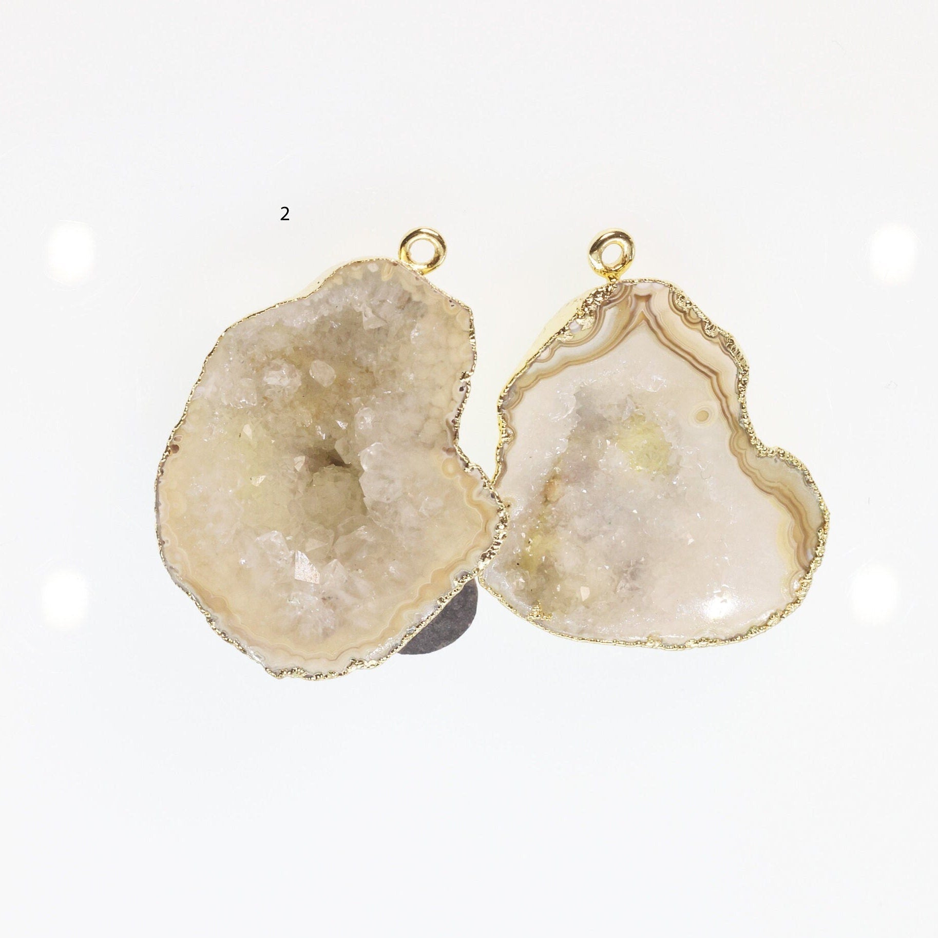 Gold Yellow Cave Druzy or Tobasco Druzy geode Pairs *Order Exact Pairs as in Photos* - Meena Design