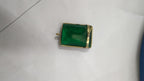 Green Glass Gemstone Half Bezel Ear Post Electro Plated Earpost 15 * 20 Rectangle - Meena Design
