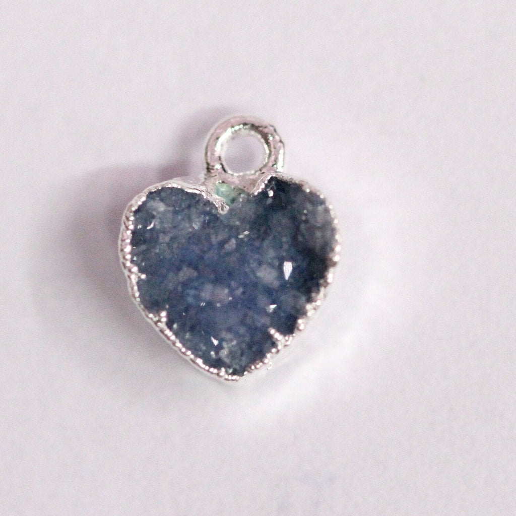 Heart Druzy Natural Gemstone, jewelry making supply, Single Bail, Dainty Minimalist - Meena Design