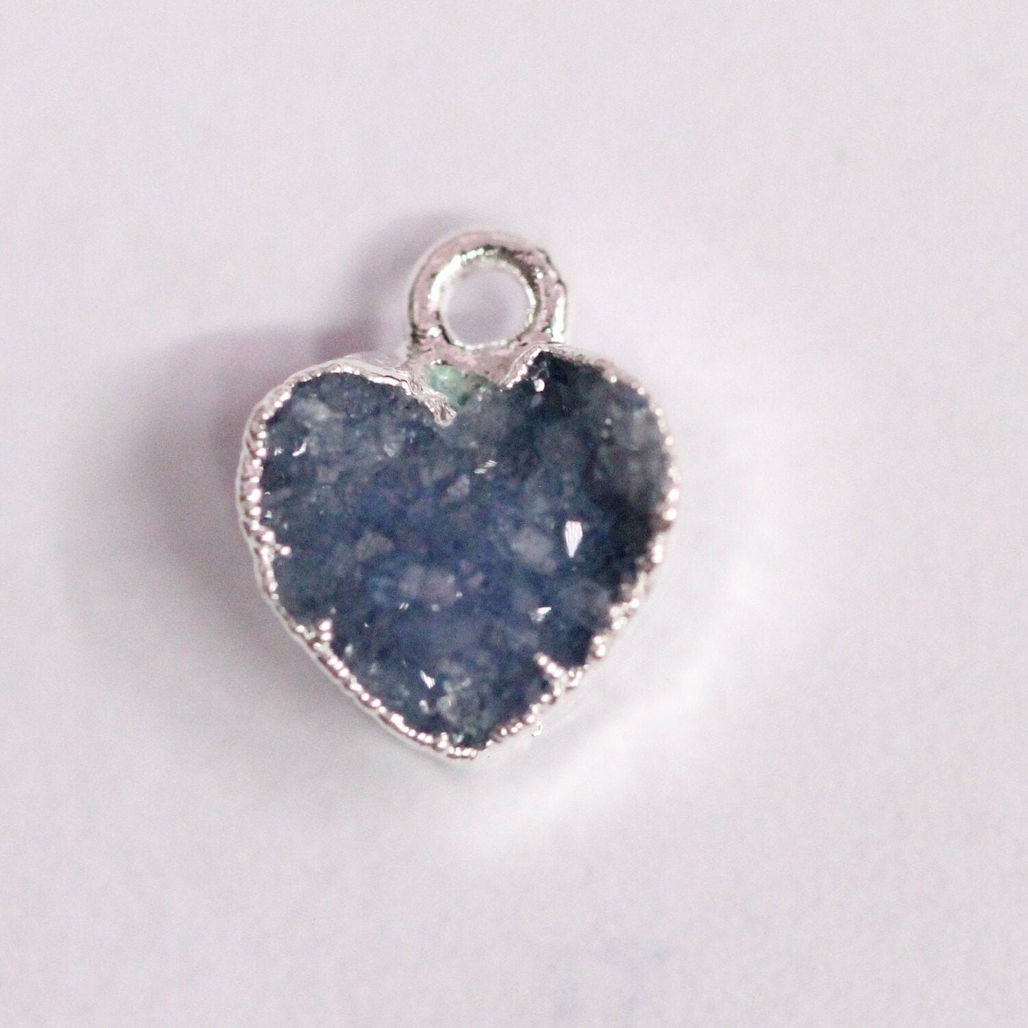 Heart Druzy Natural Gemstone, jewelry making supply, Single Bail, Dainty Minimalist - Meena Design