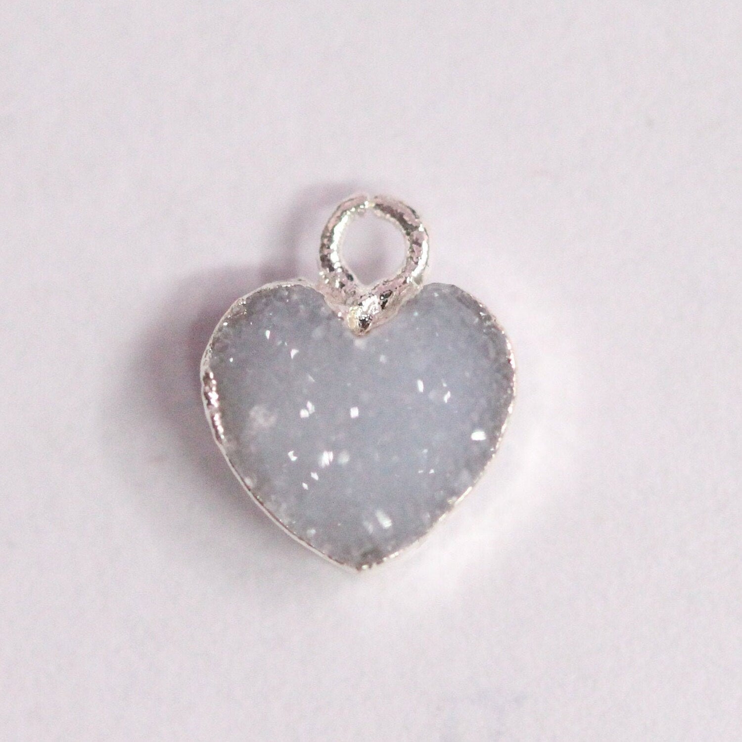 Heart Druzy Natural Gemstone, jewelry making supply, Single Bail, Dainty Minimalist - Meena Design
