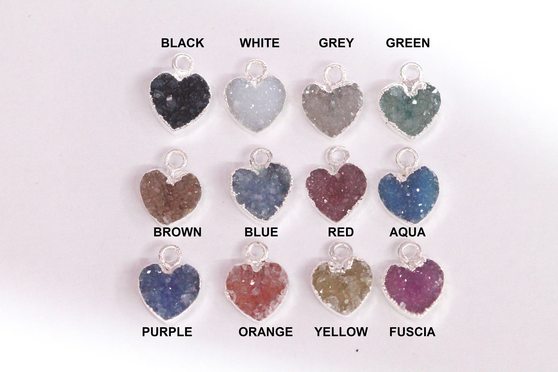 Heart Druzy Natural Gemstone, jewelry making supply, Single Bail, Dainty Minimalist - Meena Design