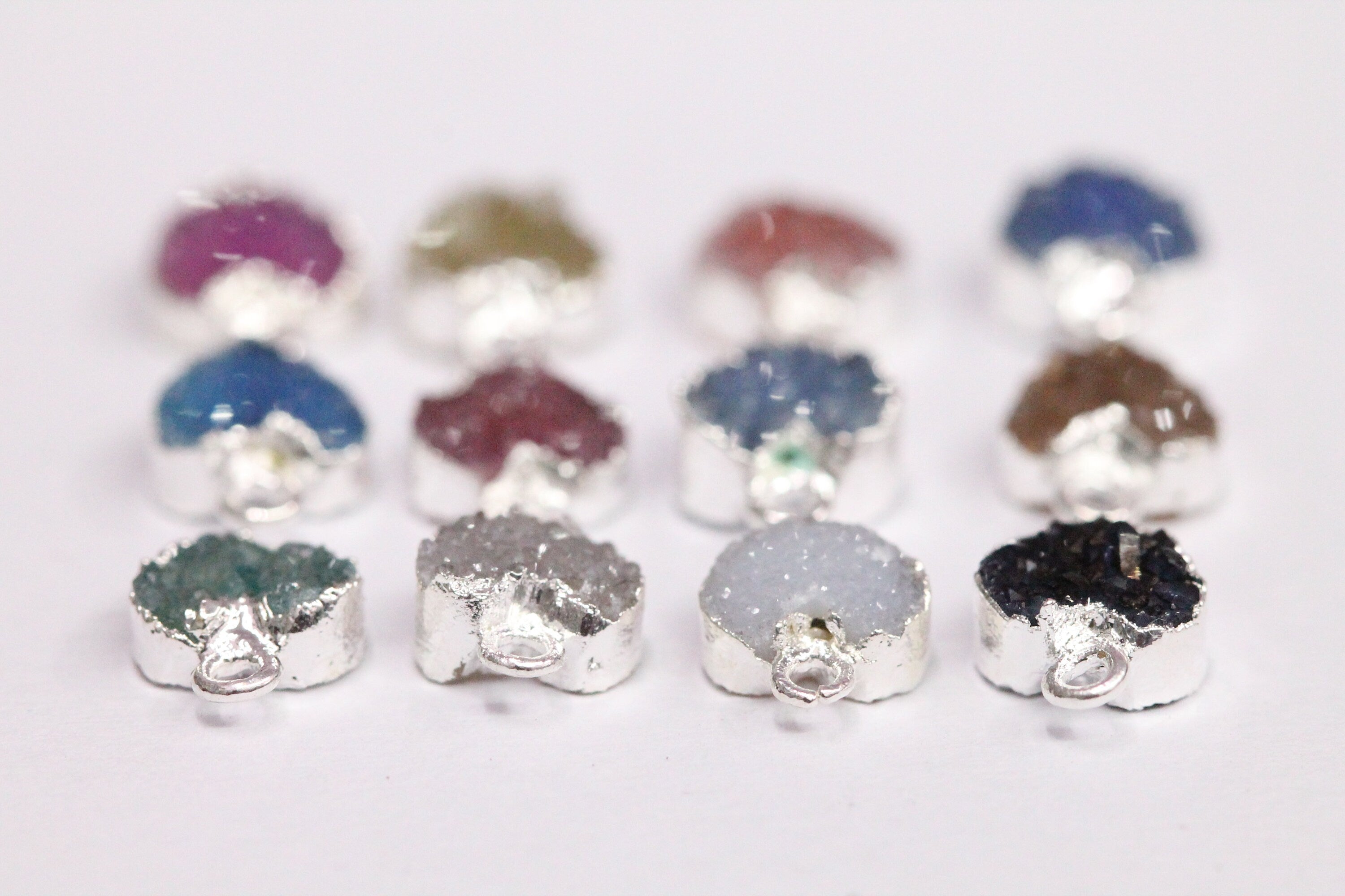 Heart Druzy Natural Gemstone, jewelry making supply, Single Bail, Dainty Minimalist