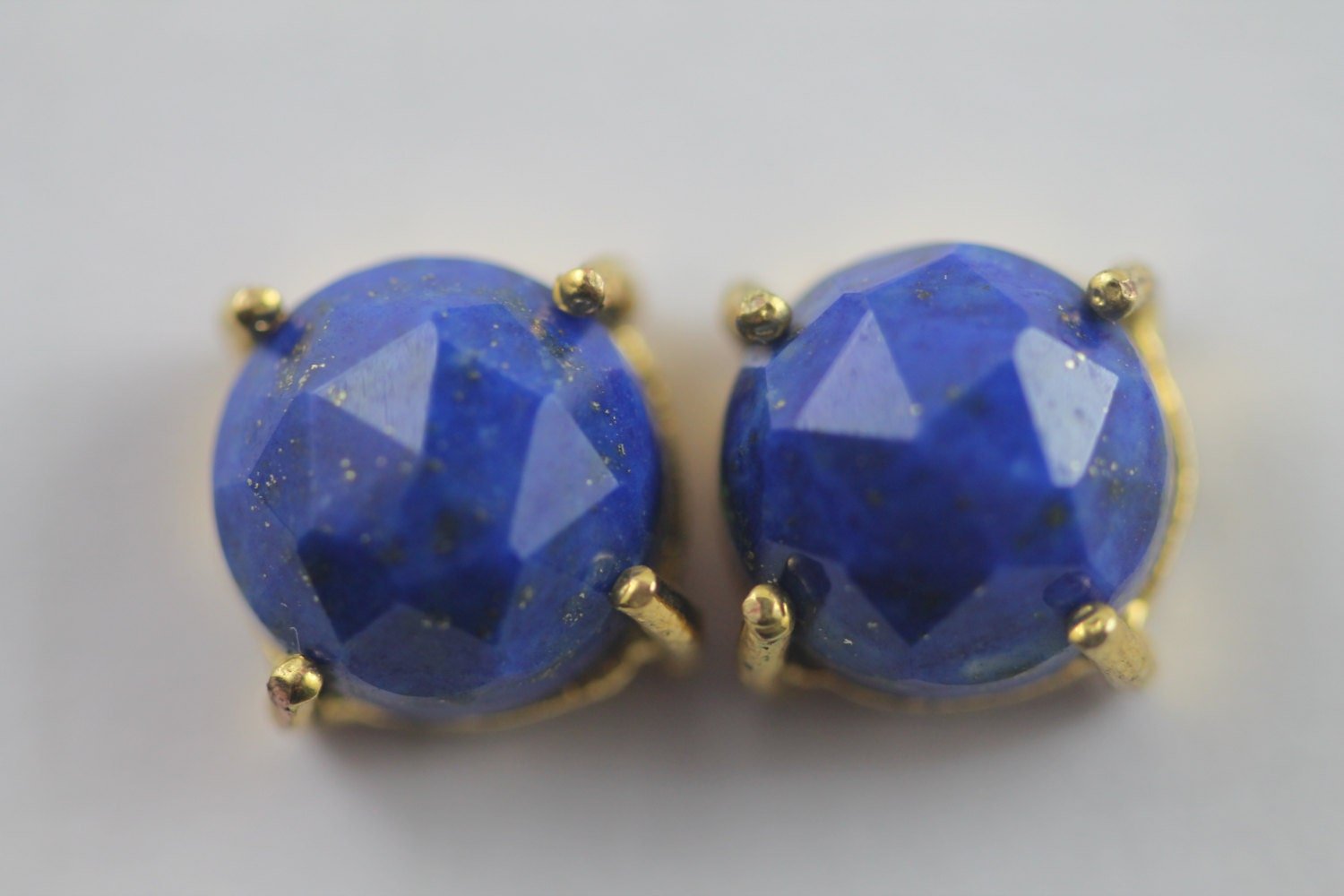 Lapis , stud, cabochon earrings, gemstone stud, mimalistic studs, gold gemstone studs, lapis lazuli - Meena Design