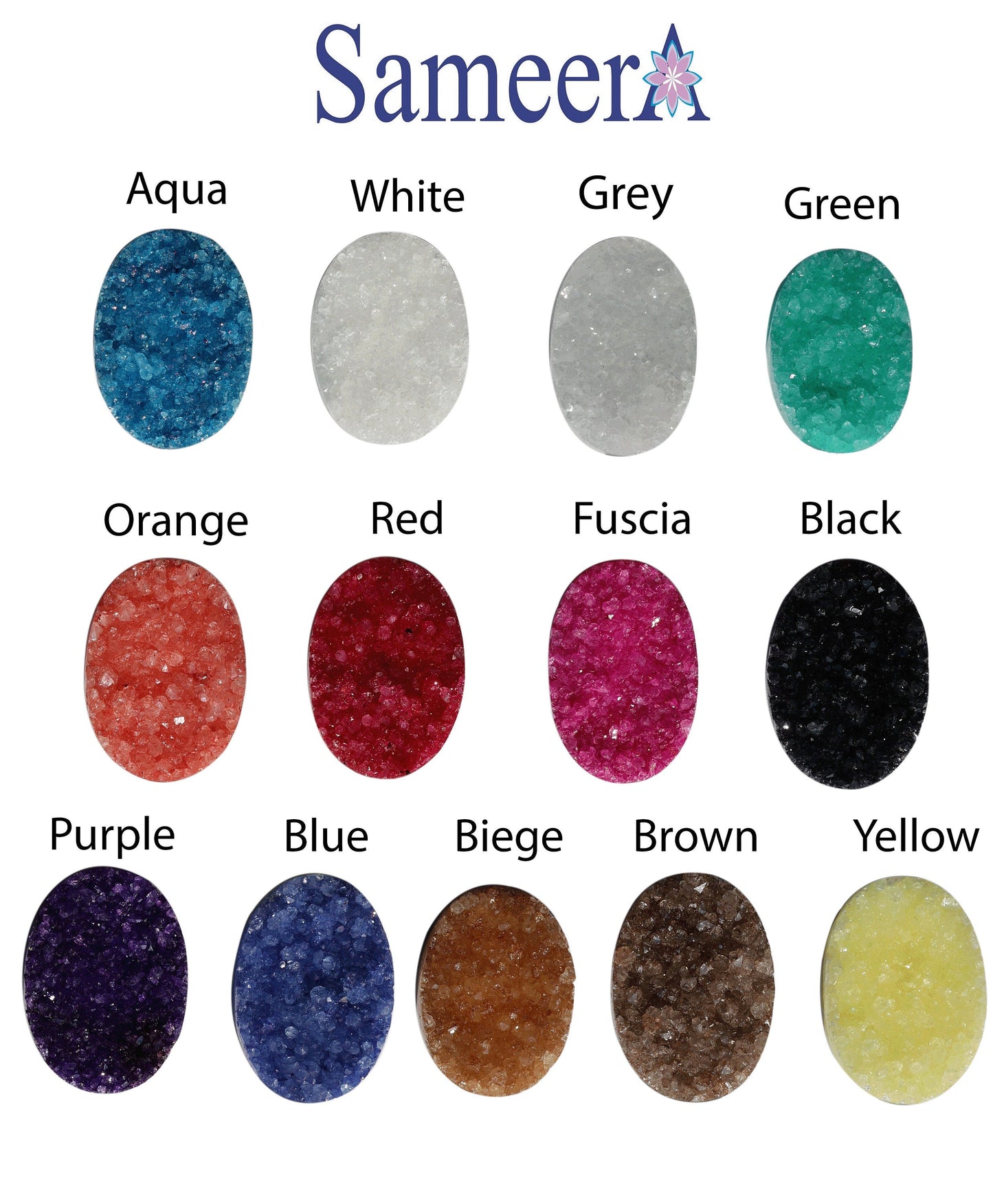 Large Oval Druzy gemstones 15 - 70 mm Long gemstone supplies - Meena Design