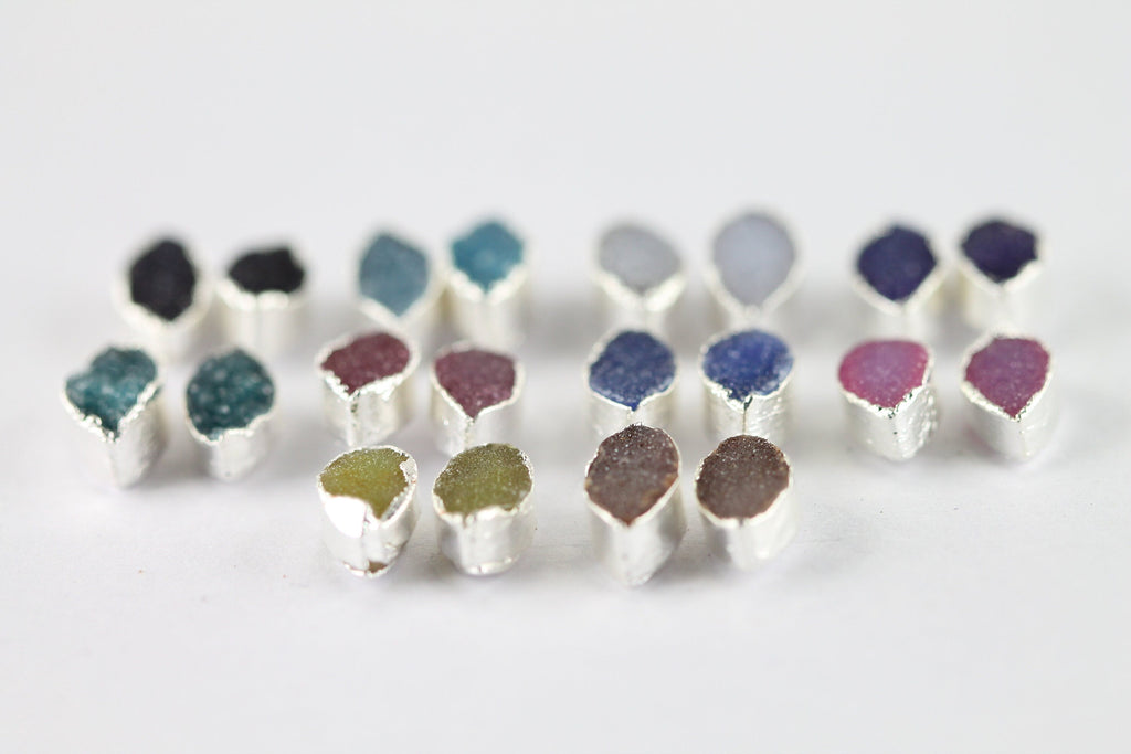Marquise Druzy Dainty And Minimalistic Studs, 5x10 mm - Meena Design