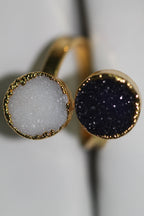 Micron Gold Rings druzy ring, gold ring, natural gemstone ring, gold edged druzy ring, adjustable ring, statement ring - Meena Design
