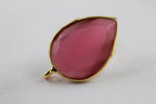 Monalisa Cats Eye Rhine Stone Gold Plated Earpost Bezel - Meena Design