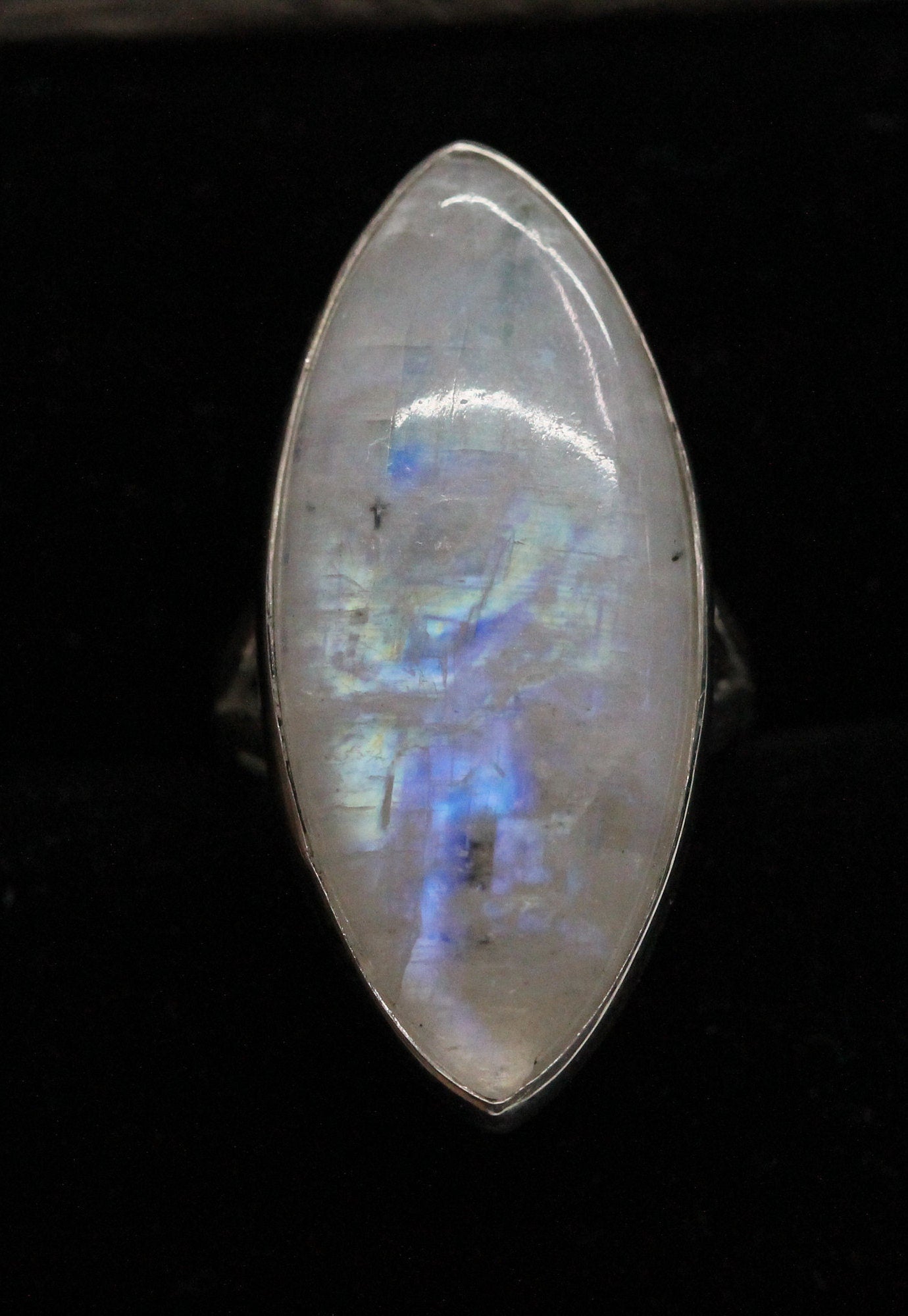 moonstone silver ring, white rainbow, handmade silver jewelry, chakra jewelry, natural gemstones - Meena Design