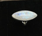 moonstone silver ring, white rainbow, handmade silver jewelry, chakra jewelry, natural gemstones - Meena Design