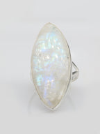 moonstone silver ring, white rainbow, handmade silver jewelry, chakra jewelry, natural gemstones - Meena Design