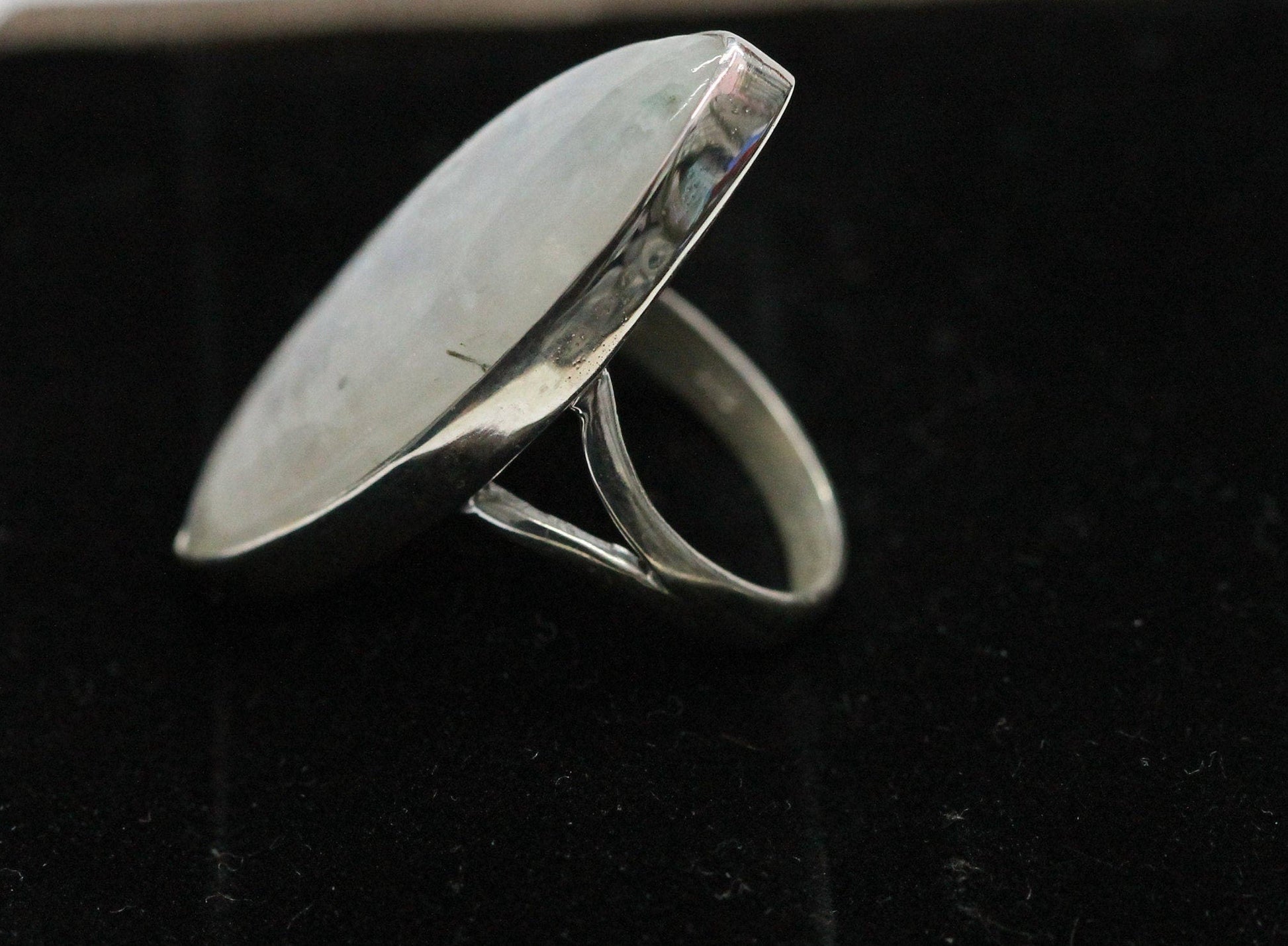 moonstone silver ring, white rainbow, handmade silver jewelry, chakra jewelry, natural gemstones - Meena Design