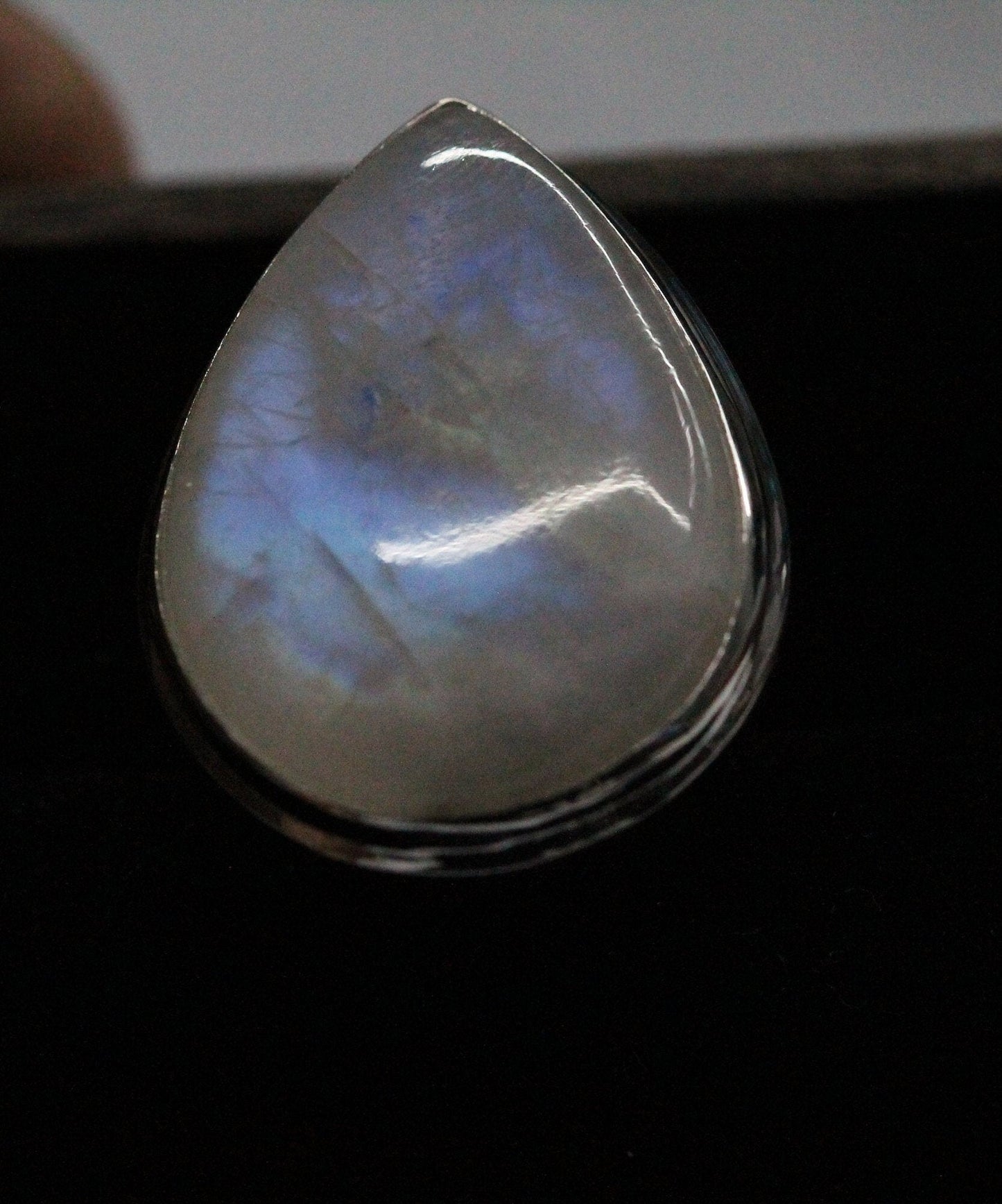 moonstone silver ring, white rainbow, handmade silver jewelry, chakra jewelry, natural gemstones - Meena Design