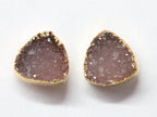 Natural Agate Druzy Trillion Minimalistic Dainty Studs - Meena Design