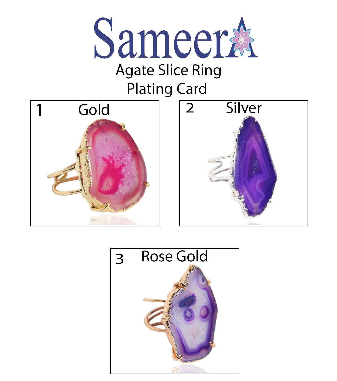 Natural Agate Slice Rings - Meena Design